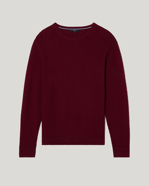 Elvin Geo Textured Crew Knit, Burgundy, hi-res